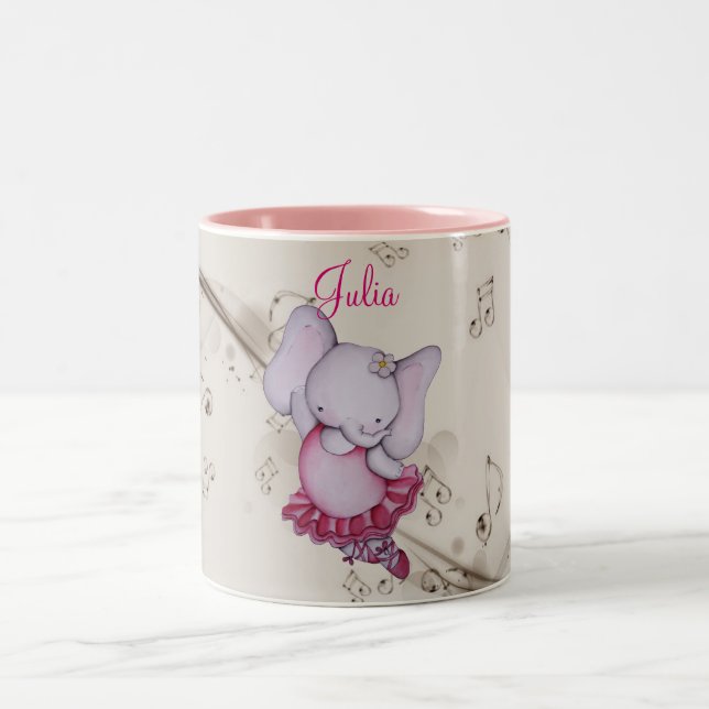Em Dois Tons Pouca caneca de café do elefante da bailarina da (Centro)