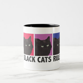 Em Dois Tons REGRA dos gatos pretos! Caneca de café