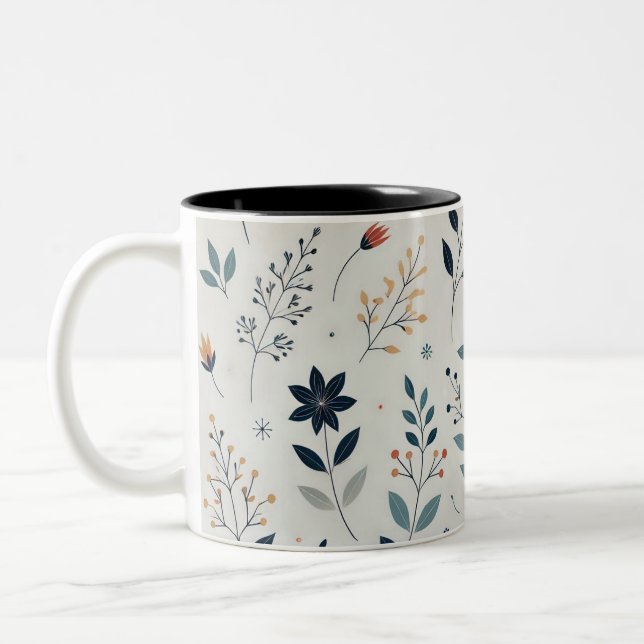 Em Dois Tons Sip in Bloom: A Caneca Floral de Café de Folha (Esquerda)