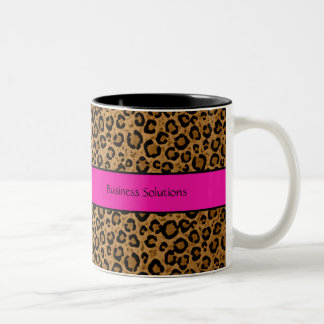 Em Dois Tons Sua caneca de café do leopardo do nome da empresa