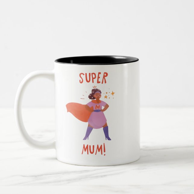 Em Dois Tons Super Mãe Empoderando Presente de Caneca de Café p (Esquerda)