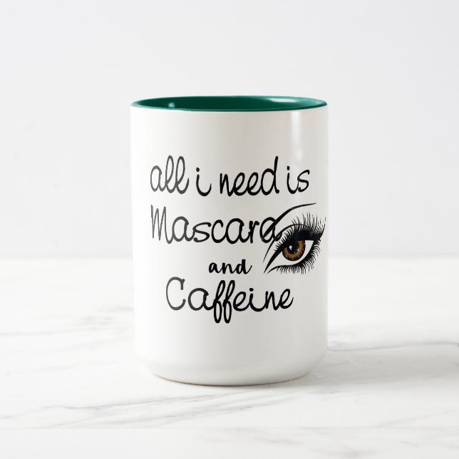 Em Dois Tons tudo que preciso é mascara cafeína, caneca de café (Centro)