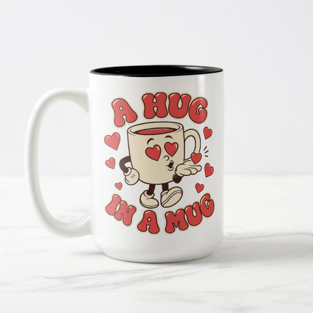 Em Dois Tons Uma Abraço numa Caneca Fofa para Amantes de Café (Esquerda)
