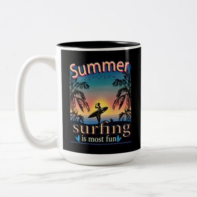 Em Dois Tons Verão - Surfar É A Mais Divertida Caneca De Café D (Esquerda)