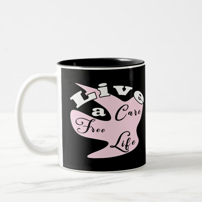 Em Dois Tons Viva uma vida sem preocupações caneca de café (Esquerda)