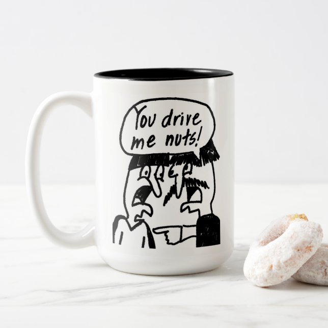 Em Dois Tons Você conduz-me caneca de café dos loucos (Com Donut)
