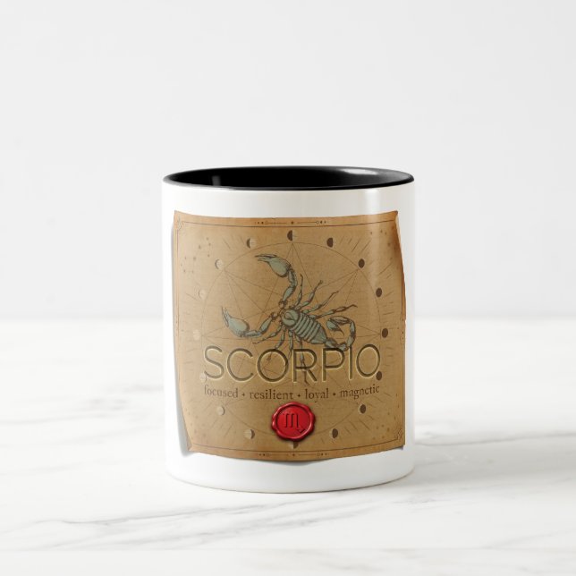 Em Dois Tons Zodíaco - Escorpião - Caneca de Café (Centro)