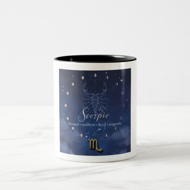 Em Dois Tons Zodíaco - Escorpião - Caneca de Café (Centro)
