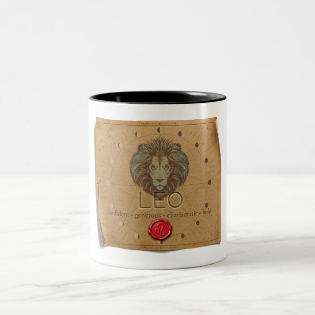 Em Dois Tons Zodíaco - Leão - Caneca de Café (Centro)