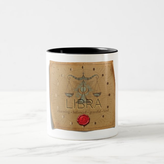 Em Dois Tons Zodíaco - Libra - Caneca de Café (Centro)