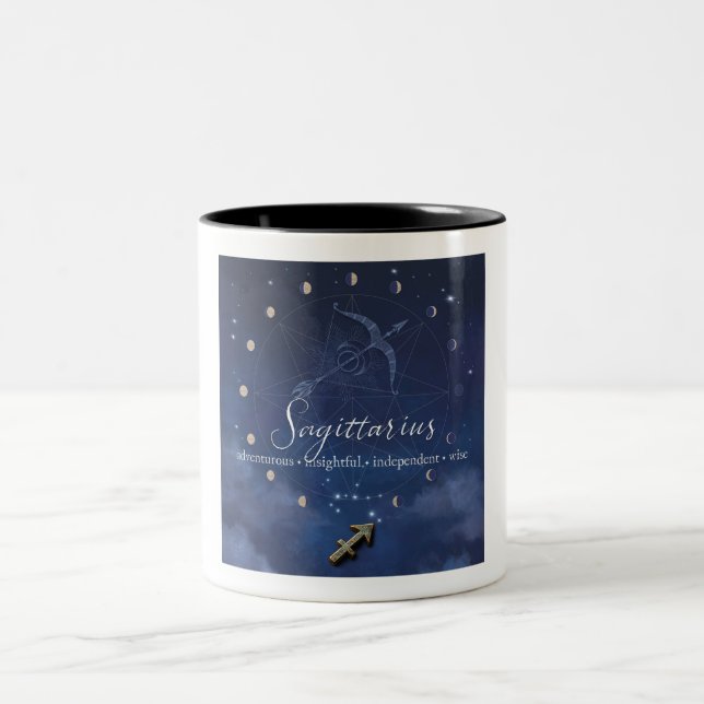 Em Dois Tons Zodíaco - Sagitário - Caneca de Café (Centro)