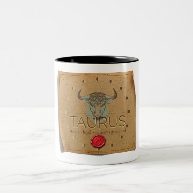 Em Dois Tons Zodíaco - Touro - Caneca de Café (Centro)