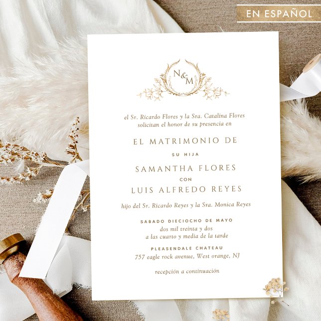 Em espanhol, Convite Formal De Casamento De Monogr (Criador carregado)