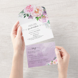 em espanhol, Elegante Floral Roxo Quinceañera Tudo