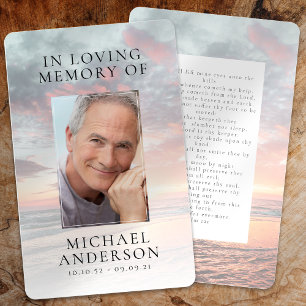 Em Loving Memory Sunset Memorial Prayer Card