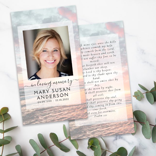 Em Loving Memory Sunset Memorial Prayer Card (Criador carregado)