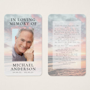 Em Loving Memory Sunset Memorial Prayer Card