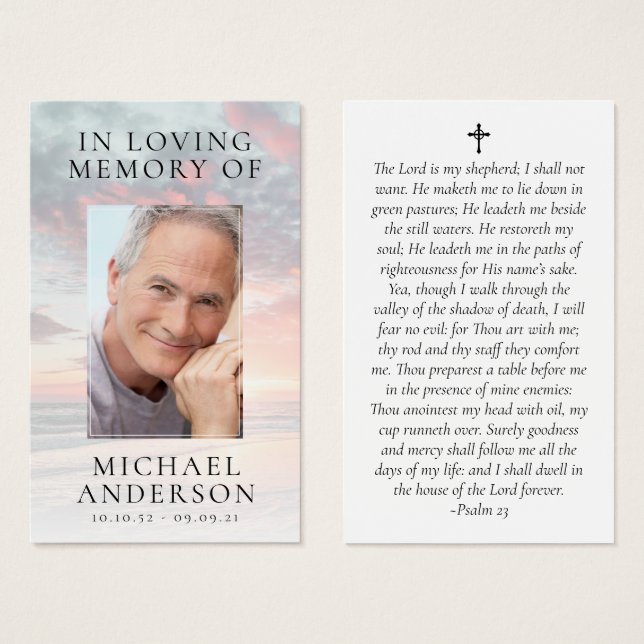 Em Loving Memory Sunset Memorial Prayer Card (Frente & Verso)
