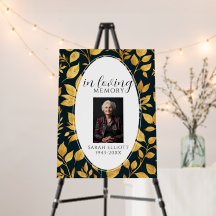 Em Memória Carinhosa Preto e dourado Foto | Perso