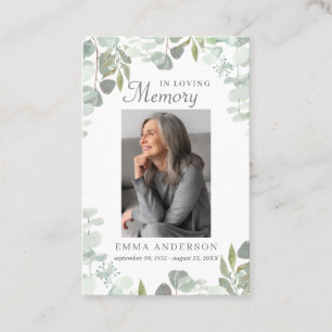 Em memória de amor   Cartão de Oração Funeral Foto