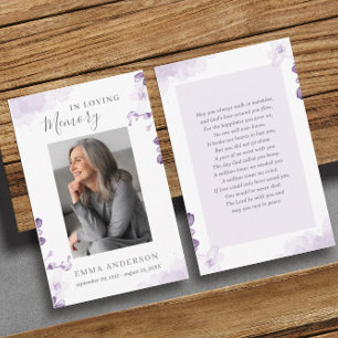 Em memória de amor   Cartão de Oração Funeral Foto