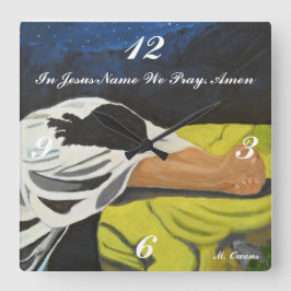 Em nome de Jesus Rezamos Relógio Quadrado