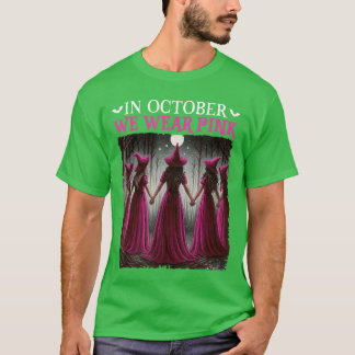 em outubro nós usamos camiseta rosa bruxa hallowee