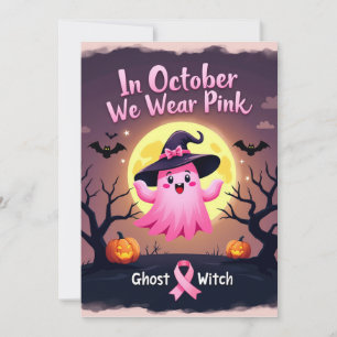 Em Outubro Usamos Convites de Bruxa Fantasma Rosa 