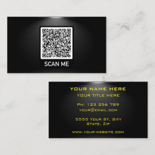 Em Spotlight QR Code Modern Black Cartão de visita