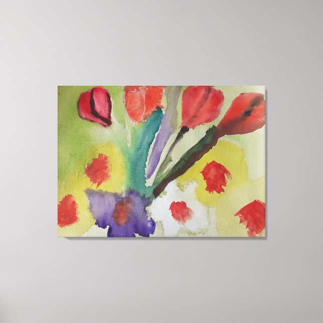 Em Tela Abstrato Tulipas e Flores de Mola Impressão (Frente)