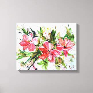 Em Tela Abstrato Watercolor Floral Impressão