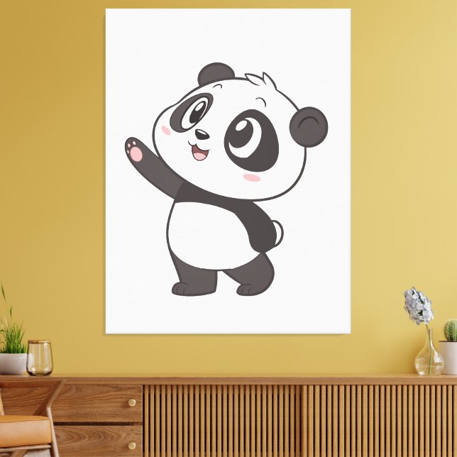 Em Tela Acendimento de Urso de Panda Bonito - Impressão de (Insitu(Sala de estar))