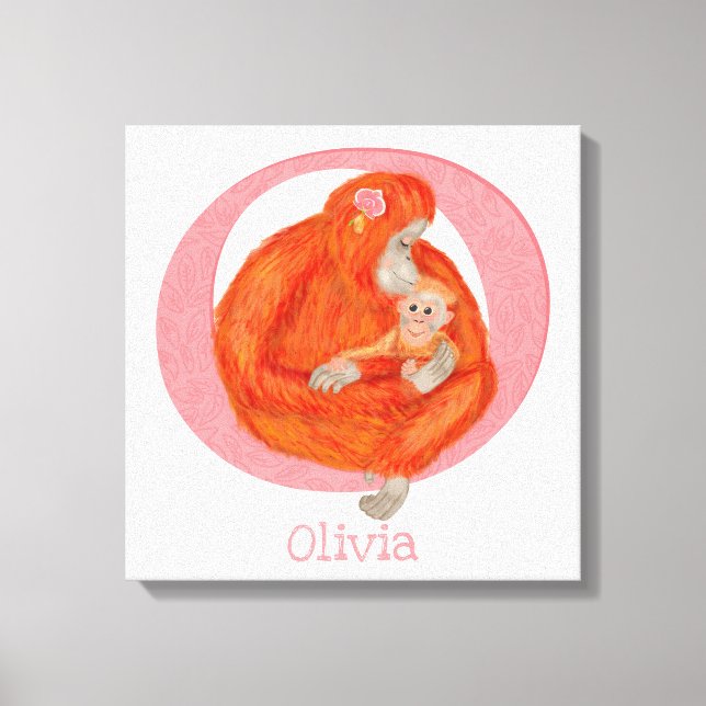 Em Tela Animal ABC O é para impressão de lona orangotango (Frente)