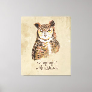 Em Tela Apontando com atitude Owl Sassy Attitude Impressão