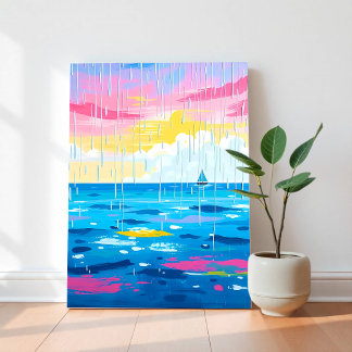 Em Tela Arte da Parede Rainy Seascape - Impressão mínima d