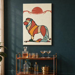 Em Tela Arte de Parede de Leão Selvagem Colorido Impressão