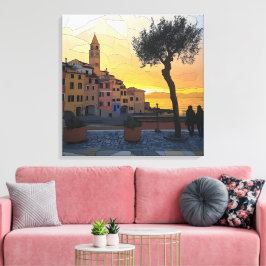 Em Tela Arte do Pôr do Sol da Riviera Italiana - Impressão