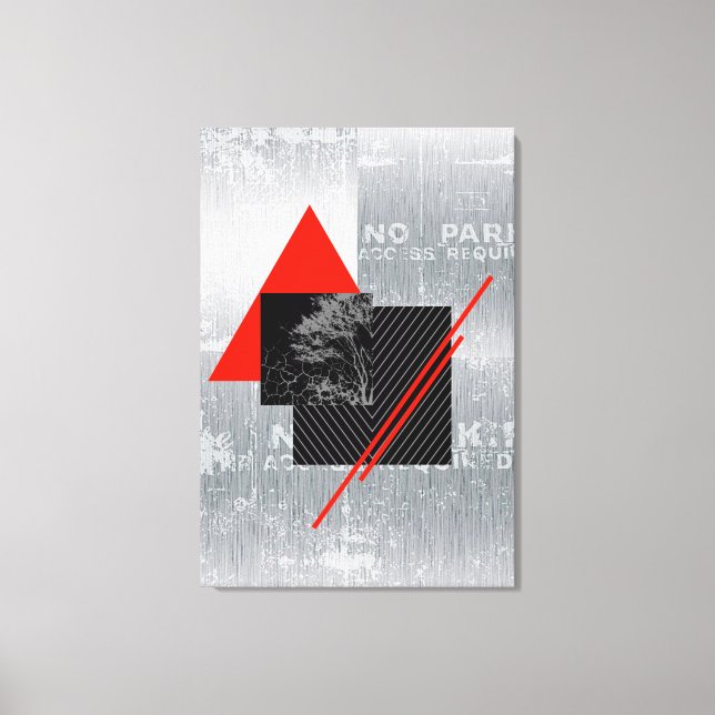 Em Tela Arte impressão de de cinza vermelha, preta, preta  (Frente)