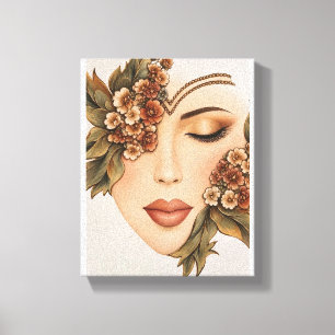 Em Tela Arte Original de Impressão Floral Terrosa Feminina