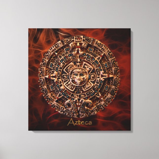 Em Tela AZTECA ~ Mayan - Aztec Sun Calender Art Impressão (Frente)