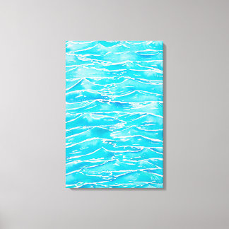 Em Tela Azul Aqua Ocean Sea Waves Watercolor Impressão