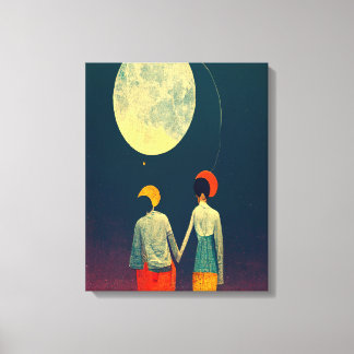 Em Tela Belo Casal com a Impressão da Lua