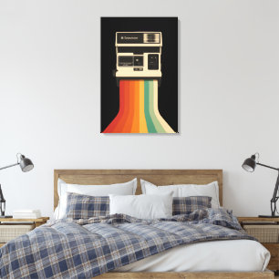 Em Tela Câmera Retro com Impressão de Arco-íris