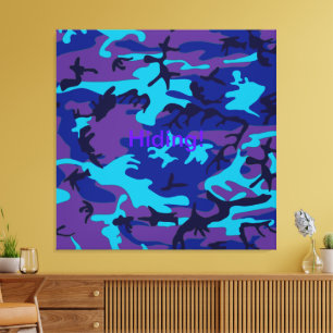 Em Tela Camo azul escuro e roxo esticou o impressão das
