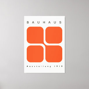 Em Tela Cartaz Geométrico Bauhaus Laranja Impressão Retro