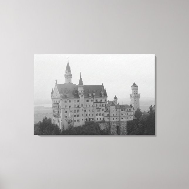 Em Tela Castelo de Neuschwanstein, Impressão preto e branc (Frente)