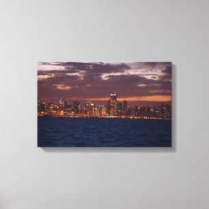 Em Tela Chicago Skyline no sunset canavas impressão