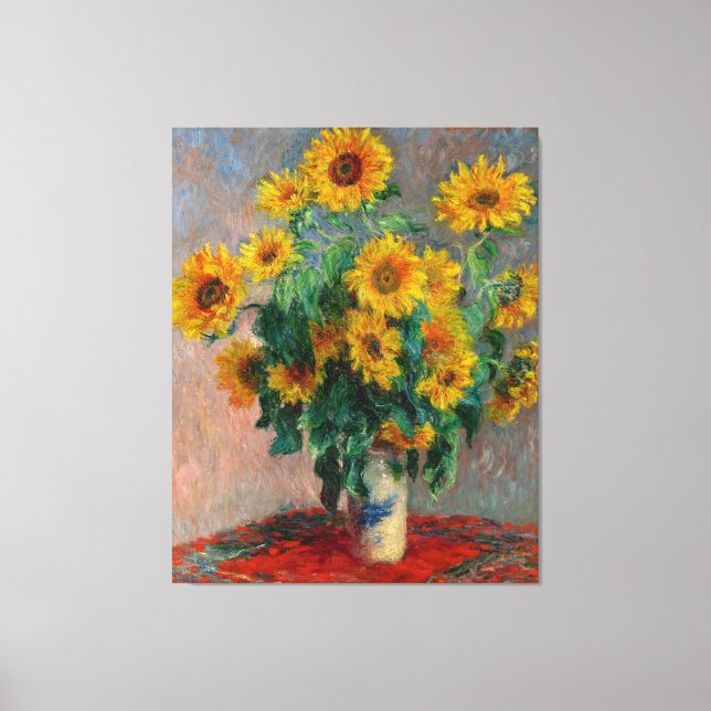 Em Tela Claude Monet_Buquê de Sunflower - Impressão de Tel (Frente)