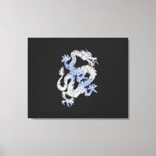 Em Tela Dragão do estilo do cromo no impressão preto da