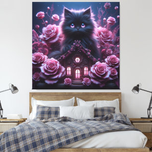 Em Tela Encantado Kitten Haven: Impressão de Arte 3D Dark